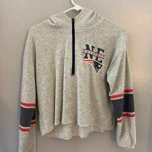 New England Patriots Quarter Zip Crop Top